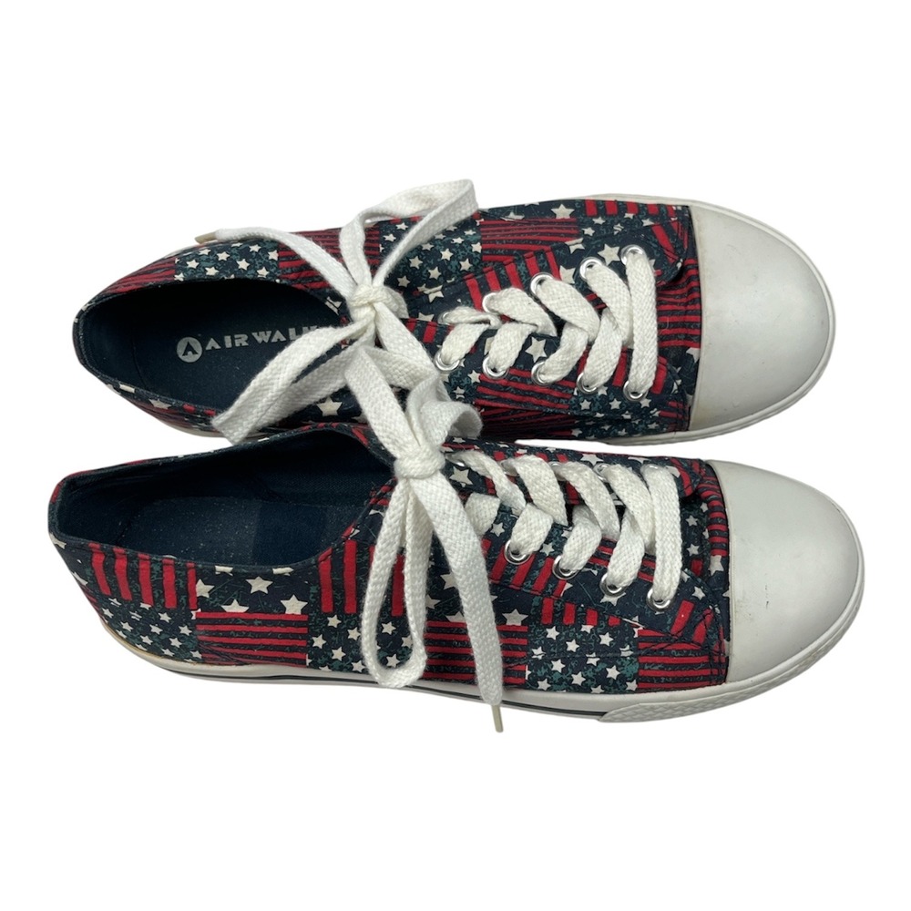 Airwalk Excellent Used Sneakers Women 9.5 Blue Red White Stars Stripes Americana - Picture 2 of 8